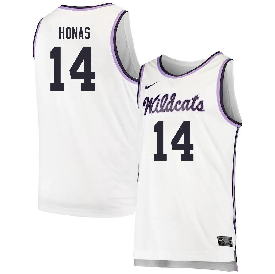 Men #14 Drew Honas Kansas State Wildcats College Basketball Jerseys Sale-White - Click Image to Close